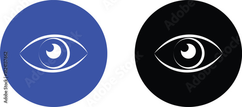 Vision eye icon set collection group in black flat line style, eyesight seeing symbol illustration pack of optic view gaze signs, eye graphic bundle for visual perception elements and sensory design