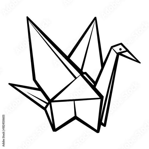 A origami crane illustration vector style coloring page