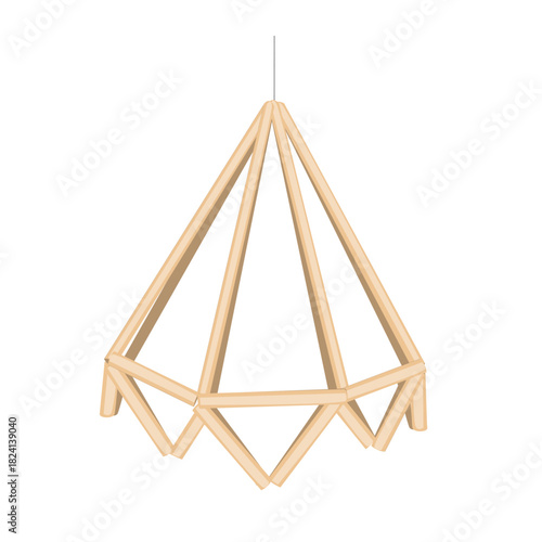 Christmas straw spider decoration element. Ukrainian and Scandinavian himmeli hanging straw holiday decoration. Vector isolated illustration