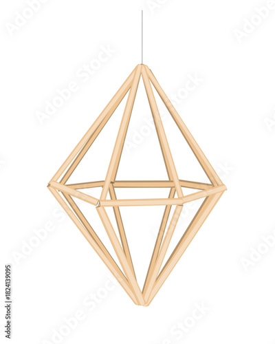 Christmas straw spider decoration element. Ukrainian and Scandinavian himmeli hanging straw holiday decoration. Vector isolated illustration