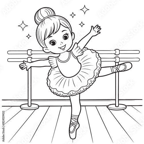 Ballerina Girl Dancing at Ballet Barre with Sparkles dance dancer