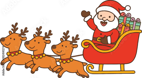 Wallpaper Mural Santa and Reindeer Sleigh Illustration Torontodigital.ca