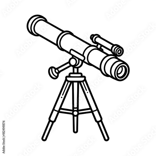 A telescope illustration vector style coloring page