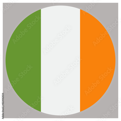 Circular ireland flag icon showcasing national identity isolated on white background, Vector