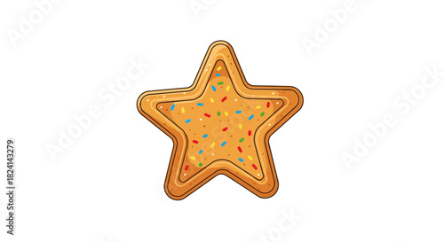 Star shaped gingerbread cookie with colorful sprinkles isolated on