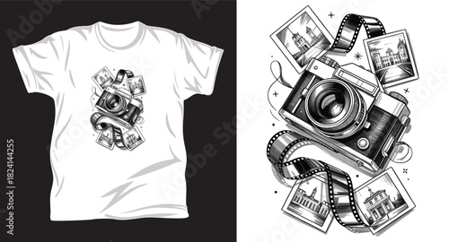 Photography & Camera graphic vector T shirt design print.
