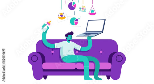 Working Father Achieving Work Life Balance while Remote Working