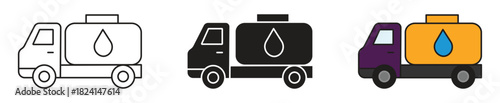 Tank truck icon set. Gasoline fuel truck , vector illustration.