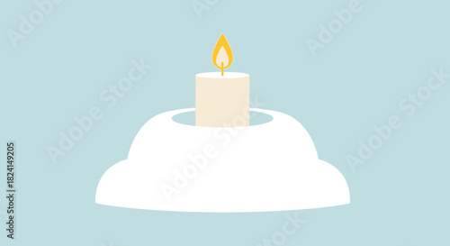Simple illustration of a white candle burning in a holder