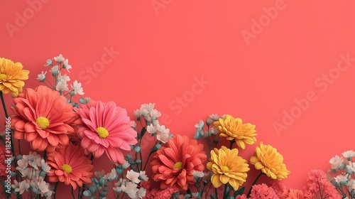 Wallpaper Mural Floral border on coral background supports spring marketing, beauty branding, cosmetic packaging, greeting design, event promotion and seasonal advertising Torontodigital.ca