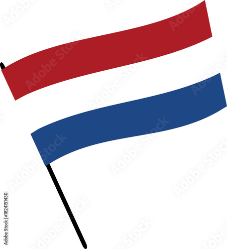 The national flag of the Netherlands on flagpole. Vector illustration with transparent background.