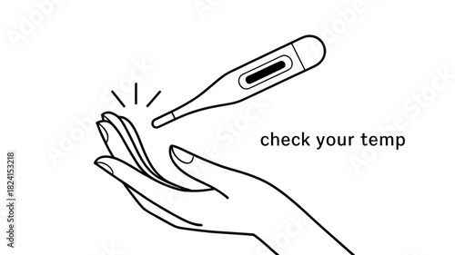 A hand holds a thermometer to check a temperature, symbolizing health awareness and medical care.
