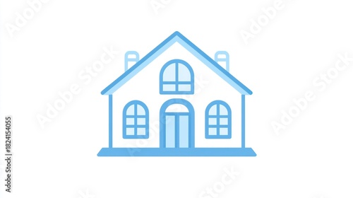 Simple outlined light-blue house graphic, suitable for website icons or apps
