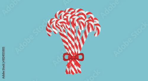 Bouquet of red and white striped candy canes tied with a bow