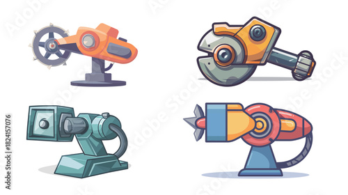 Cute cartoon angle grinder vector icon, friendly power tool character illustration with simple shapes, clean flat design for DIY, construction branding, sticker, and educational graphics
