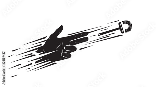 Cleaning power unleashed with a brush shot from a hand gun, a bold statement for spotless homes and innovative cleaning solutions, perfect for ads and creative campaigns