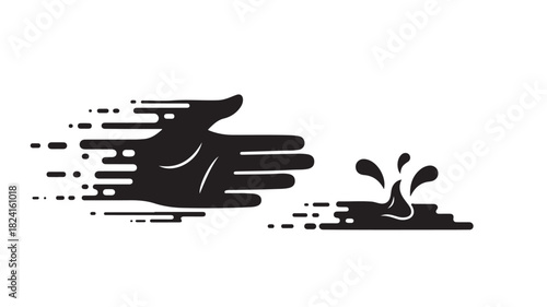 Dynamic black liquid splash element for abstract designs needing a bold, modern touch, adding energy and movement to your artistic and creative projects, great for backgrounds