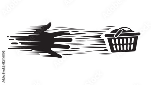 Fast delivery icon showing speedy shipping of shopping basket, order now and get your groceries quickly, express online retail services, modern e-commerce solution