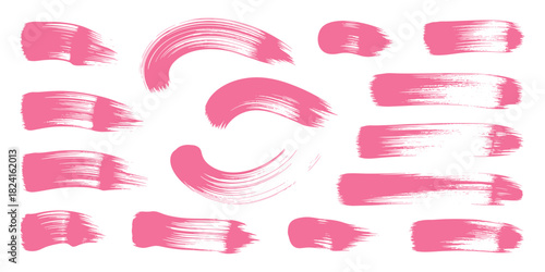 Set of pink brush strokes collection of artistic pink paint brush strokes grunge element for design hand drawn brush stroke vector illustration