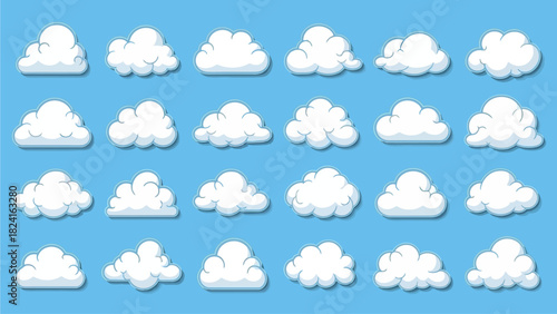 Cartoon Clouds Collection on Blue Sky