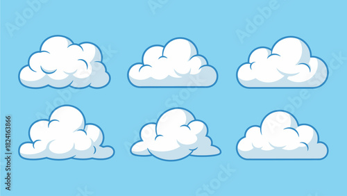 Cartoon Clouds Collection on Blue Sky