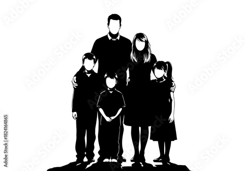 A heartwarming silhouette illustration of a close-knit family, symbolizing unity, love, and generational connection