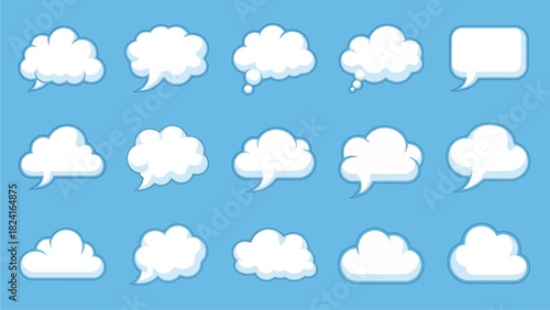Cartoon Clouds Collection on Blue Sky