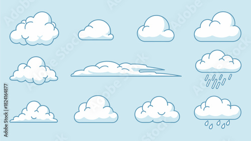 Cartoon Clouds Collection on Blue Sky
