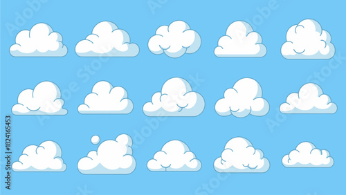 Cartoon Clouds Collection on Blue Sky