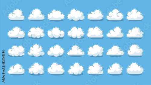 Cartoon Clouds Collection on Blue Sky