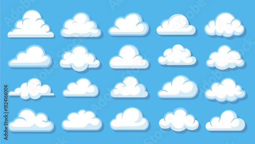 Cartoon Clouds Collection on Blue Sky