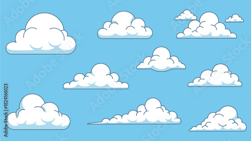 Cartoon Clouds Collection on Blue Sky