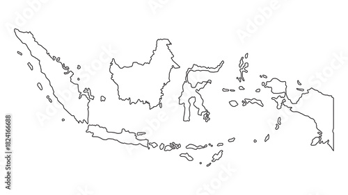Wallpaper Mural Minimalist outline map of Indonesia showing all major islands with transparent background, suitable for educational materials, infographics, presentations and geographic design projects. Torontodigital.ca