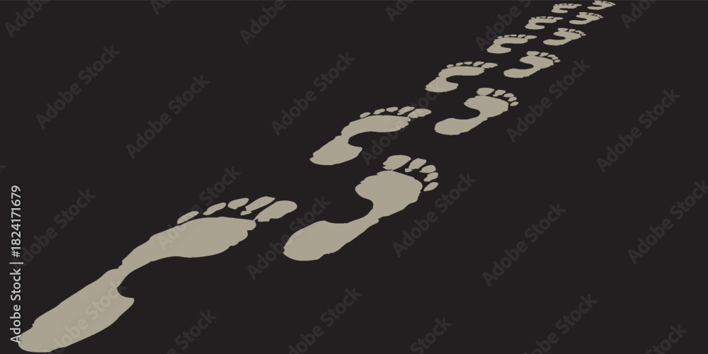Fototapeta premium footprint shoe sole tracking path on transparent background, shoe footprint path vector illustration