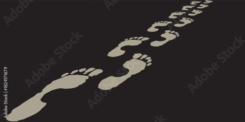 footprint shoe sole tracking path on transparent background, shoe footprint path vector illustration