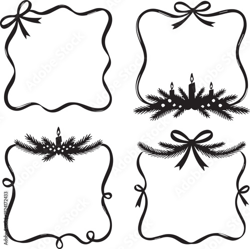 PrintFestive New Year's Eve Frame with Bow and Script Text