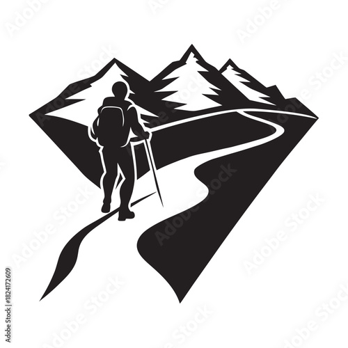 Traveler With Backpack Standing Proud On Mountain Crest Silhouette