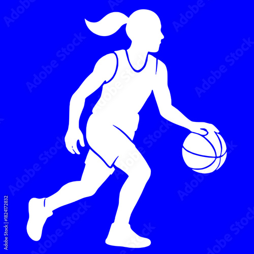 Dynamic basketball player dribbling ball with passion, showcasing athleticism and determination