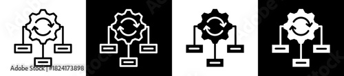 Workflow Optimization Icon Set In Black And White Filled Style Collection 