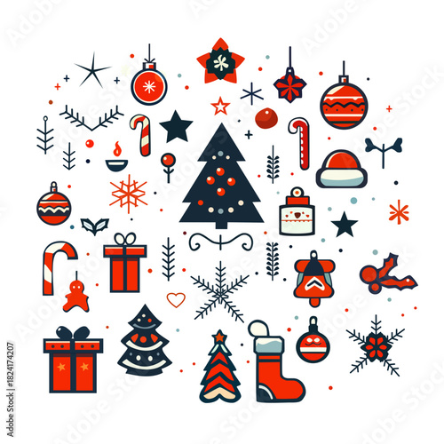set of christmas icons