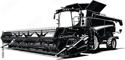 Combine harvester agriculture farm equipment machinery vector illustration eps silhouette