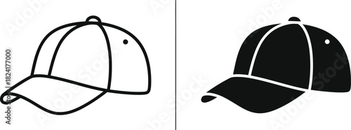 Baseball cap vector icon outline and solid style summer fashion design eps silhouette