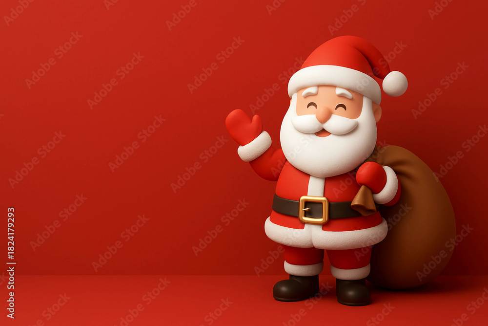 Obraz premium Santa Claus, Santa Claus on a red background, empty space for text, template, photo background, new year, Christmas, 2026, holiday, banner, advertising, layout