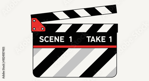 Movie clapperboard for scene one take one illustration.