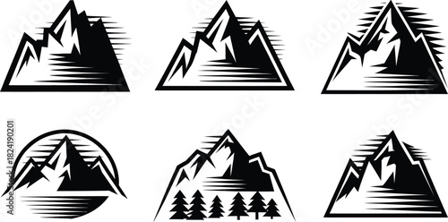 Mountain Landscape Vector Logo Collection, Outdoor Adventure Icons