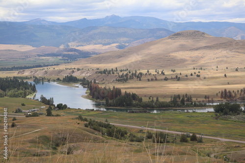View from Bisonrange, landscape with lake