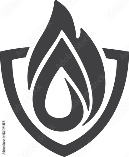 Fire Drop Shield Energy Protection Logo Icon Vector Design