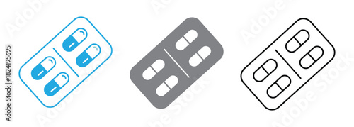 Blister drug pack icon symbol concept for graphic design, Website, UI. EPS