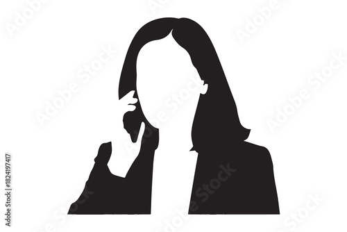  Elegant woman silhouette with long hair and professional attire silhouette