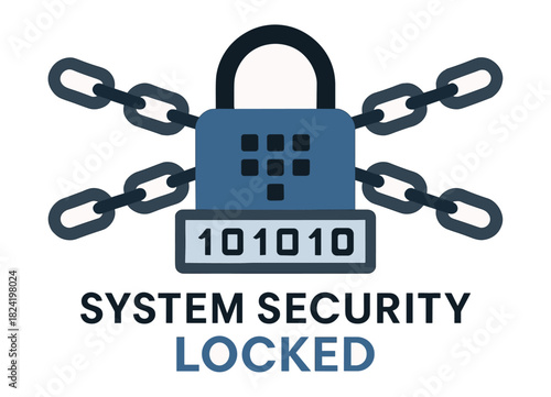 System security locked icon with padlock and chains symbolizing data protection